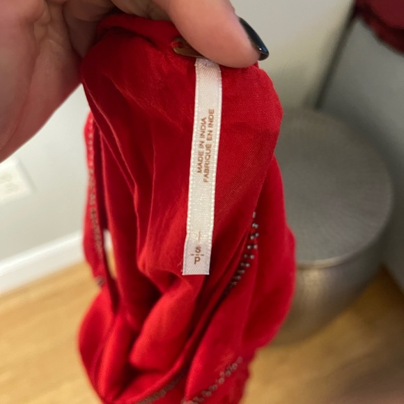 Free people red beaded open back dress / holiday size small - Picture 7 of 8